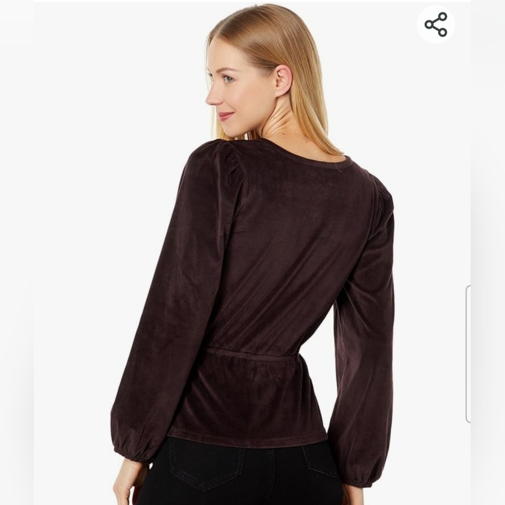 Madewell Corduroy Tie-Front Faux-Wrap Top - Picture 3 of 8